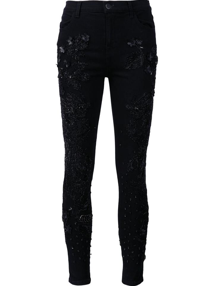 Amen Embellished Skinny Jeans, Women's, Size: 40, Black, Cotton