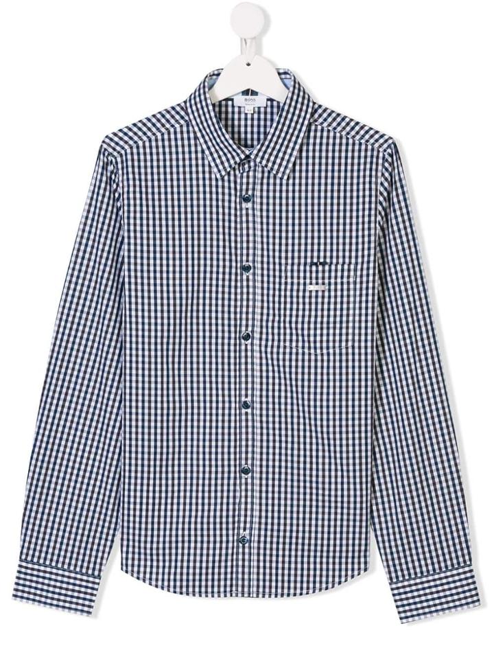 Boss Kids Teen Long-sleeve Check Shirt - Blue