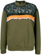 Pinko Lace Detail Embellished Sweatshirt - Green