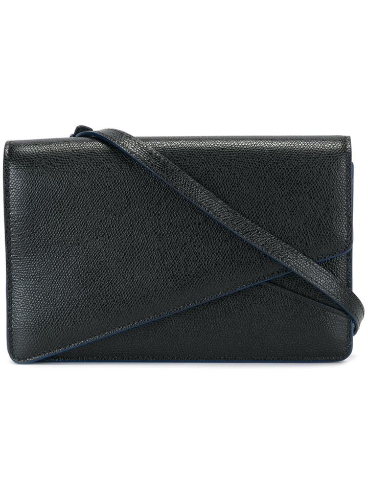 Valextra Clasp Closure Crossbody Bag - Black