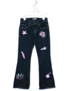 Msgm Kids Patch Detail Flared Jeans, Girl's, Size: 10 Yrs, Blue