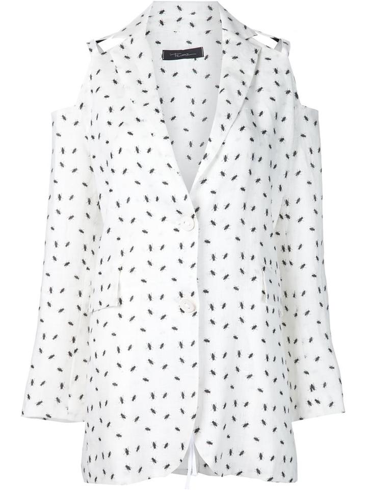 Area Di Barbara Bologna Long Off-shoulder 'flies' Blazer, Women's, Size: 40, White, Linen/flax