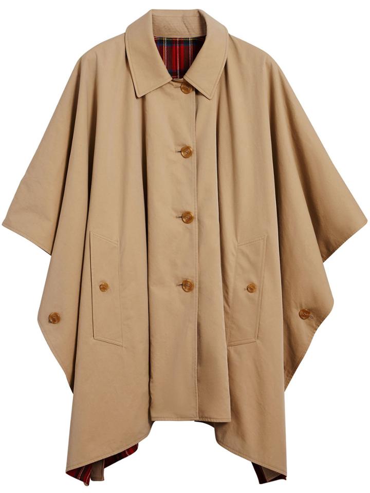 Burberry Tartan-lined Tropical Cape - Nude & Neutrals