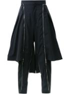 Fengchen Wang Side Zip Layered Trousers, Men's, Size: Large, Black, Polyester/spandex/elastane/wool