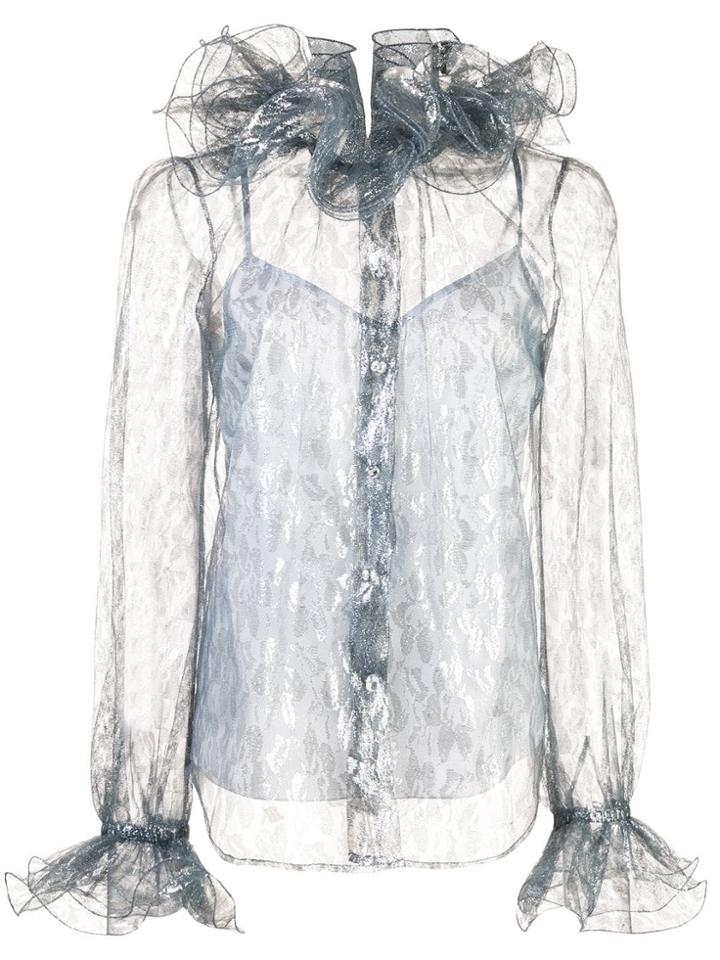 Marc Jacobs Ruffled Metallic Shirt - Grey