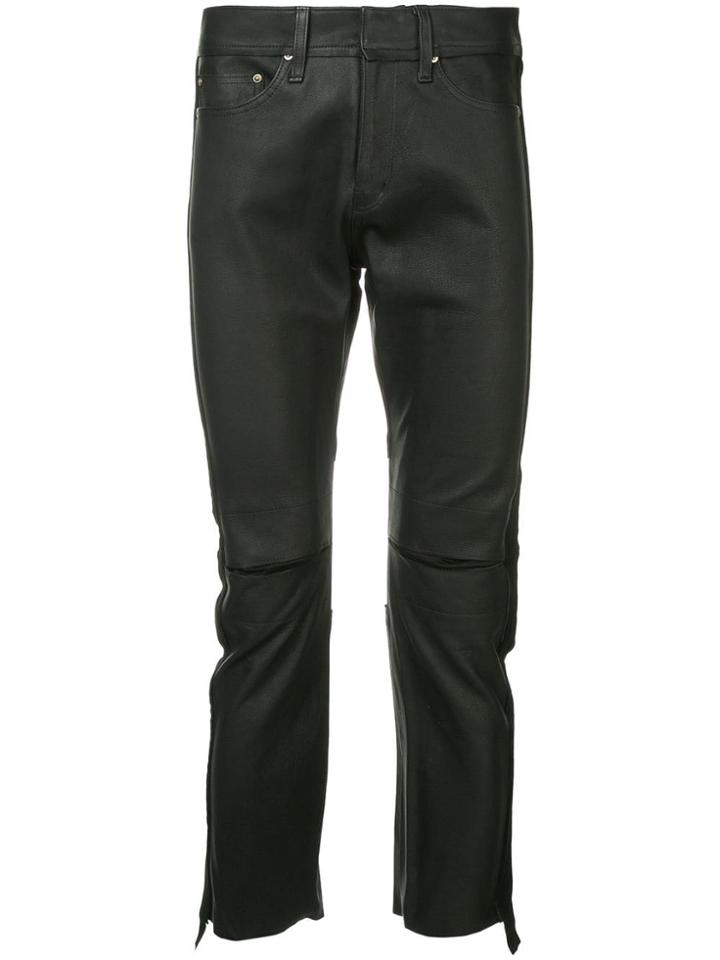 Sasquatchfabrix. Side Panelled Leather Trousers - Black
