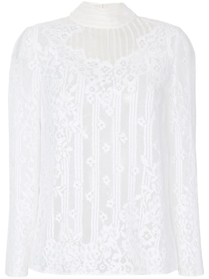 Valentino Floral Lace Embroidered Blouse - White