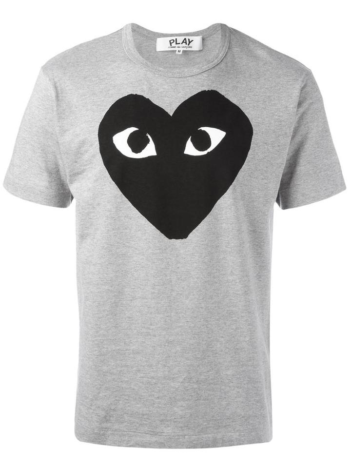 Comme Des Garçons Play Heart Print T-shirt, Men's, Size: Medium, Grey, Cotton
