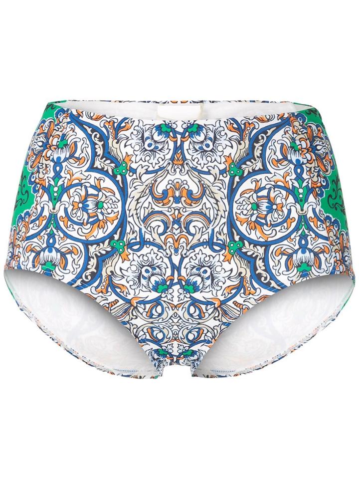 Tory Burch Printed High-waisted Bikini Bottoms - White
