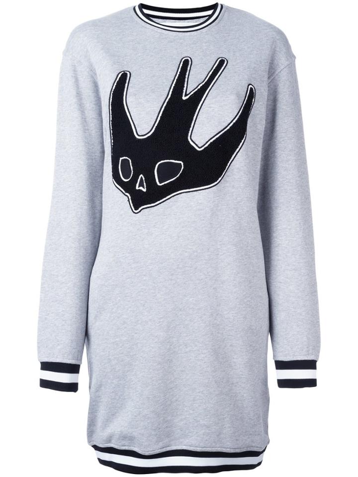Mcq Alexander Mcqueen Swallow Patch Sweatshirt Dress - Grey