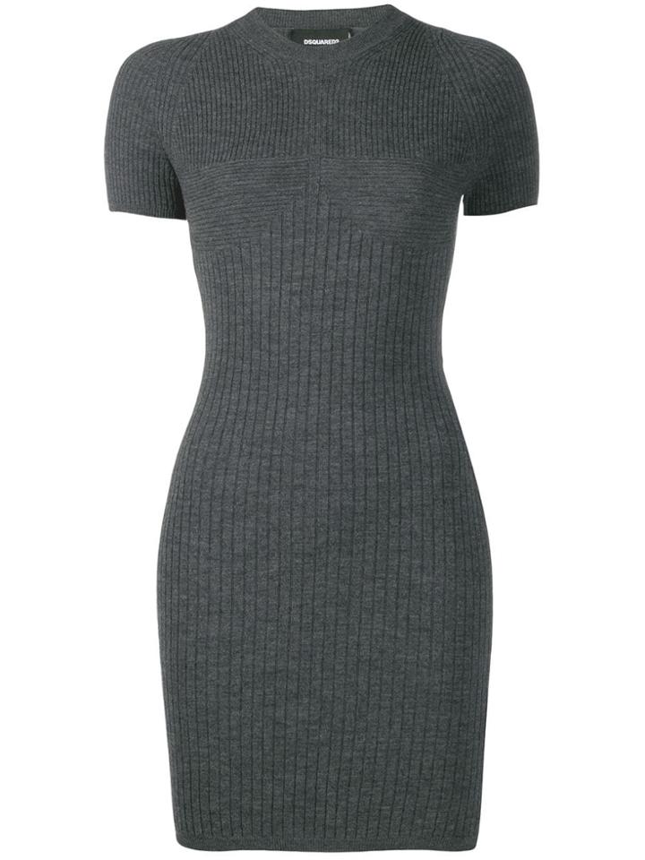 Dsquared2 Ribbed Fitted Dress - Grey