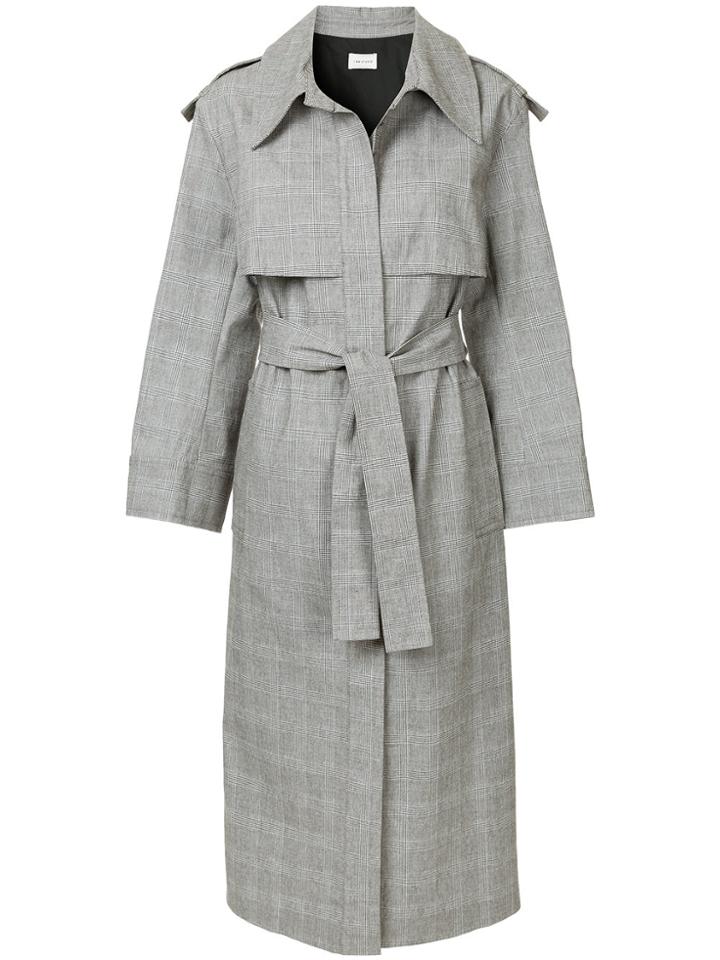 I Am Studio Checked Trench Coat - Grey