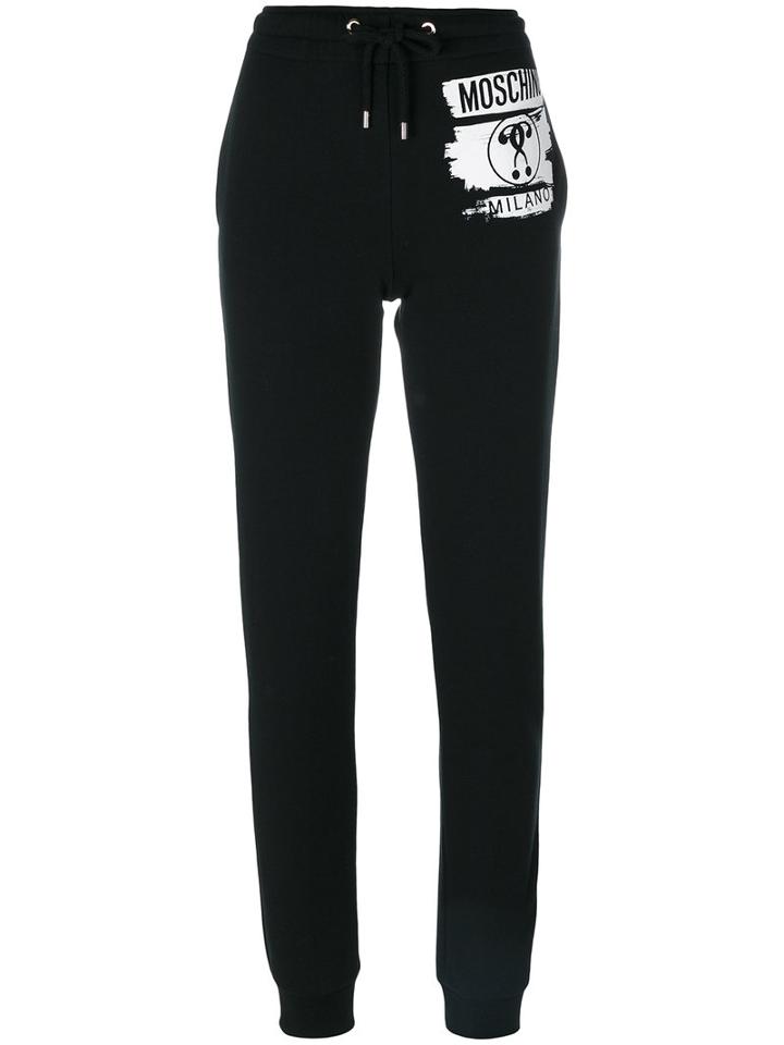 Moschino - Branded Sweatpants - Women - Cotton - 42, Black, Cotton