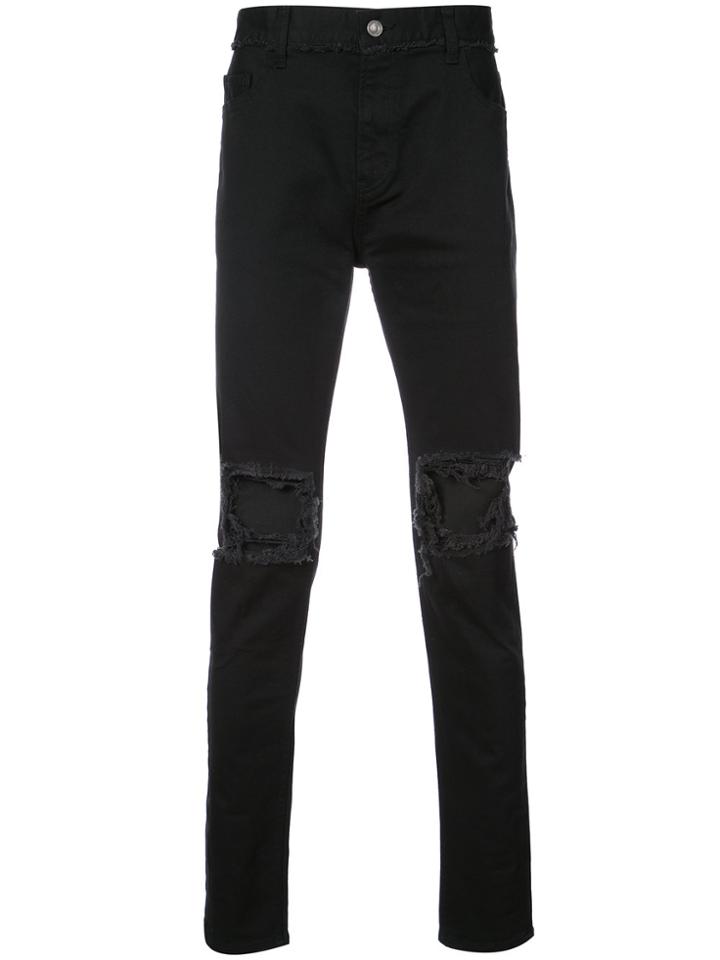 Christian Dada Ripped Effect Jeans - Black
