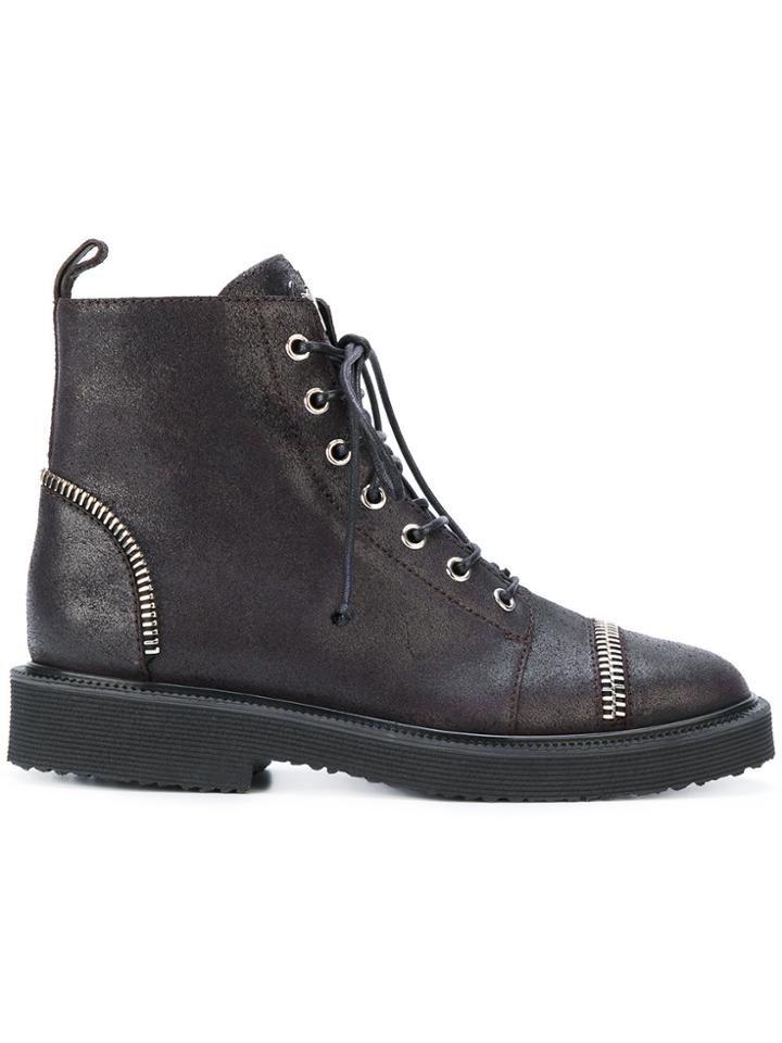 Giuseppe Zanotti Design Lava Zipper Trim Booties - Brown
