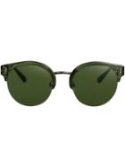 Burberry Check Detail Round Half-frame Sunglasses - Green