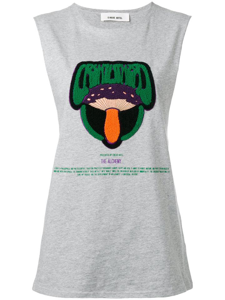 Circus Hotel - Embroidered Mushroom Top - Women - Cotton - Xs, Grey, Cotton