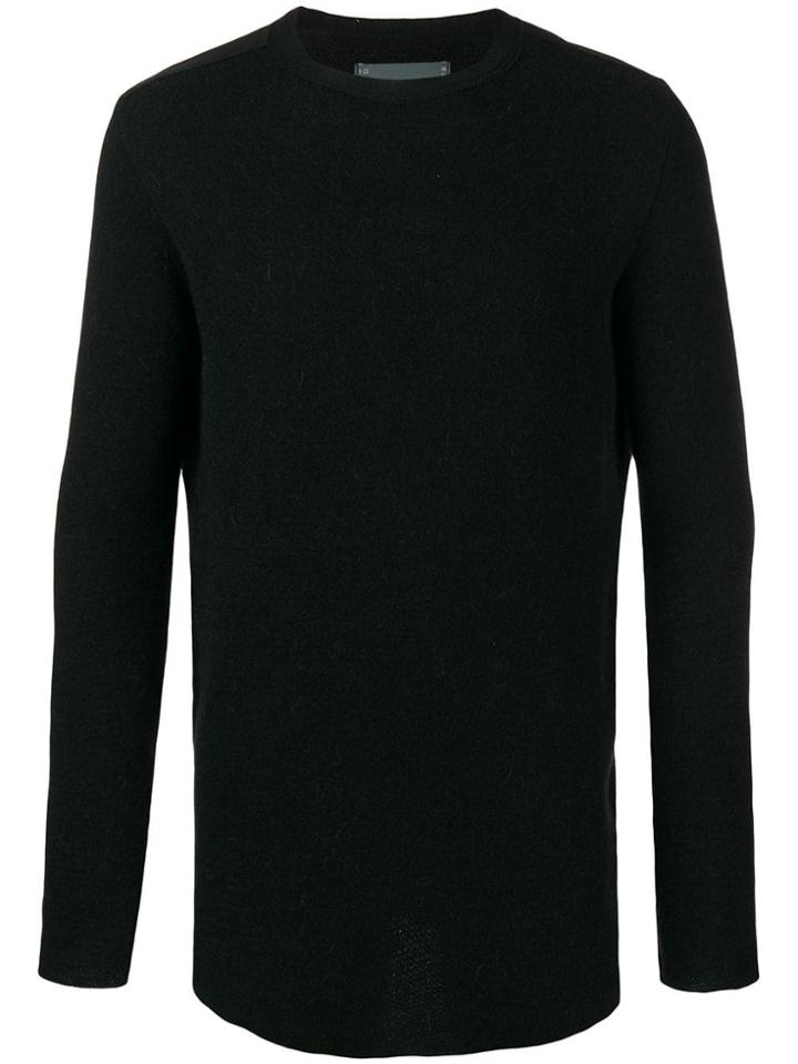 10sei0otto Crew Neck Curved Hem Sweater - Black
