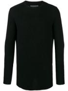 10sei0otto Crew Neck Curved Hem Sweater - Black