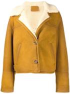 Prada Buttoned Shearling Cropped Jacket - Neutrals