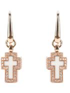 Gavello Cross Diamond Earrings, Women's, Metallic, Gold