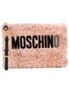 Moschino Medium Logo Textured Pouch - Pink & Purple