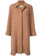 Chanel Pre-owned Single-breasted Marled Coat - Brown