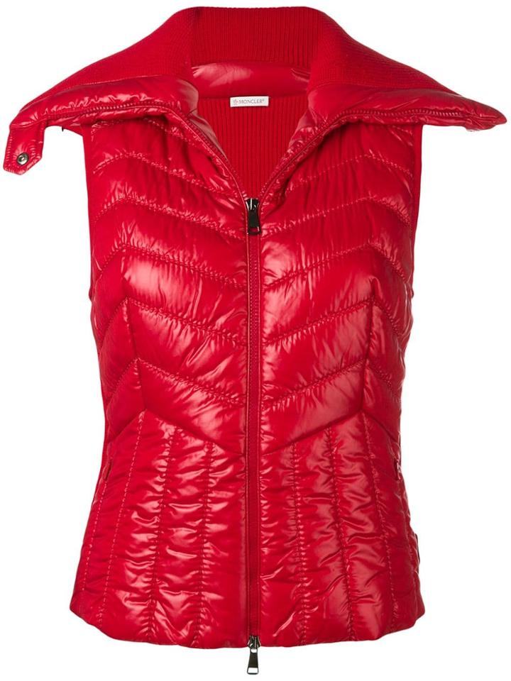 Moncler Hybrid Quilted Gilet - Red