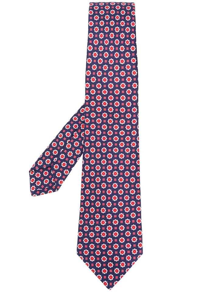 Kiton Geometric Print Tie - Blue