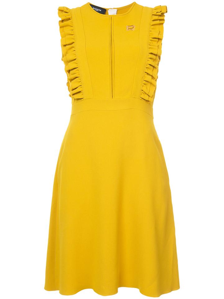 Rochas Frill Trim Dress - Yellow & Orange