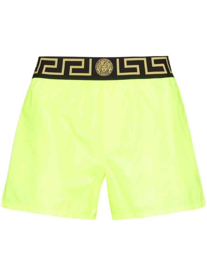 Versace Logo-waist Swim Shorts - Yellow