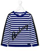 Burberry Kids Logo Striped Jumper, Girl's, Size: 10 Yrs, Blue