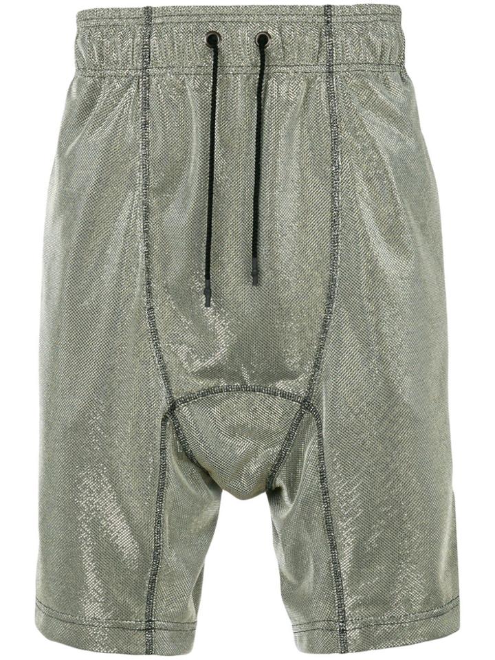 Tom Rebl Metallic Woven Drop Crotch Shorts