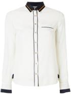 Loveless Contrast Fitted Blouse - White