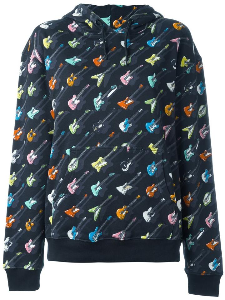Jeremy Scott Guitar Print Hoodie, Women's, Size: 40, Black, Cotton