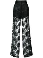 Ryan Roche - Sheer Palazzo Pants - Women - Silk/cotton/polyester - 2, Black, Silk/cotton/polyester