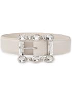 Orciani Crystal Embellished Buckle Belt - White