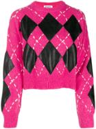 Brognano Cropped Argyle Sweater - Pink