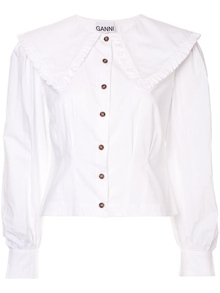 Ganni Peasant Collar Blouse - White