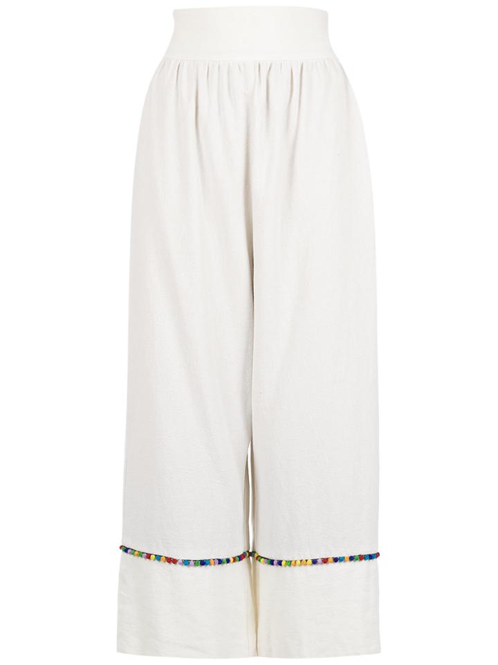 Olympiah Inca Pompom Pantacourt Trousers - White