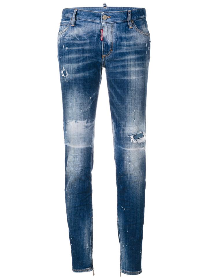 Dsquared2 Medium Waist Skinny Jeans - Blue