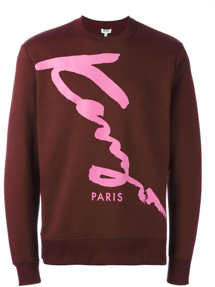 Kenzo Signature Print Sweatshirt, Men's, Size: Small, Pink/purple, Cotton/polyester