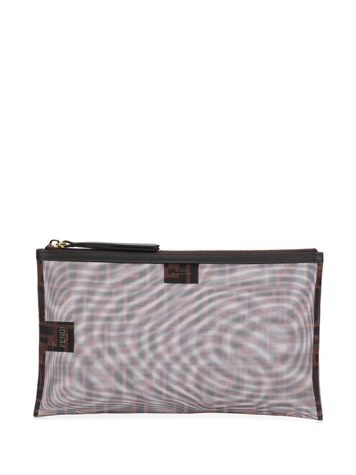 Fendi Two-toned Ff Clutch - Brown