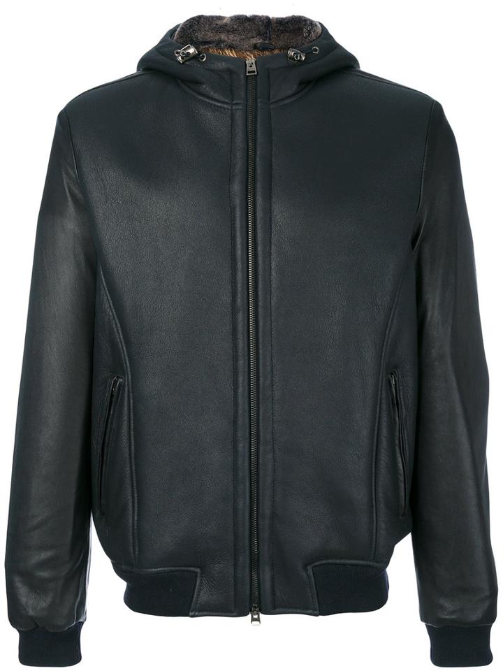Etro - Hooded Leather Jacket - Men - Cotton/lamb Skin - L, Black, Cotton/lamb Skin