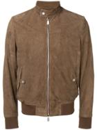 Eleventy Slim-fit Leather Jacket - Brown