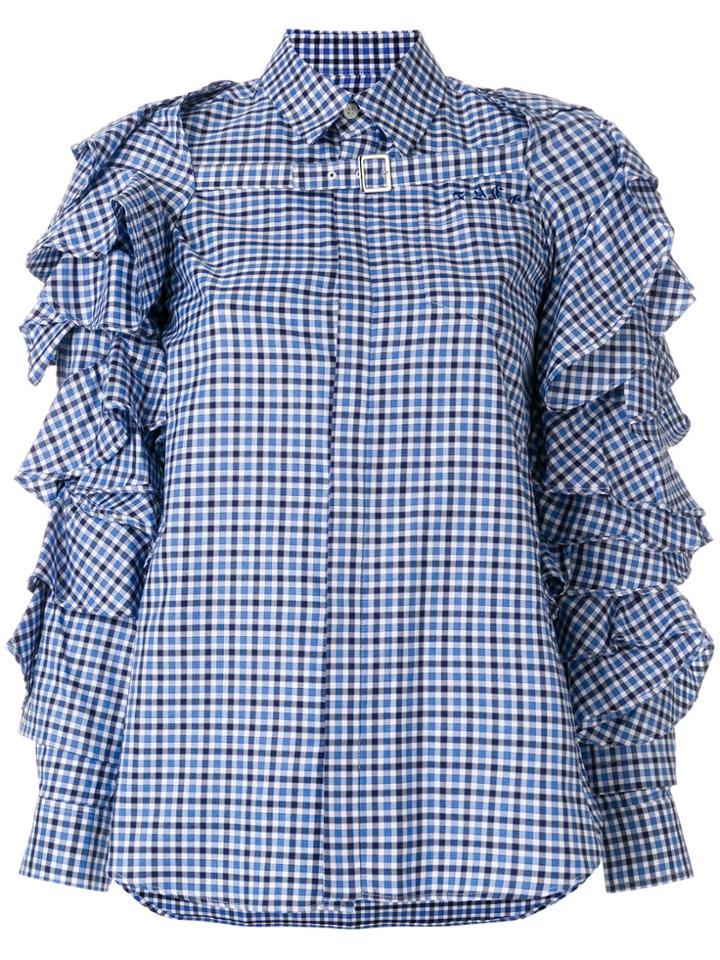 Facetasm Ruffled Checked Shirt - Blue