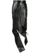 Matériel Long Slit Lace-up Skirt - Black