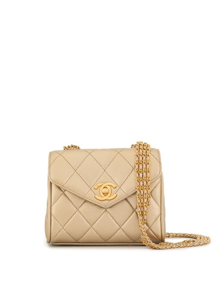 Chanel Pre-owned Quilted Cc Crossbody Bag - Gold