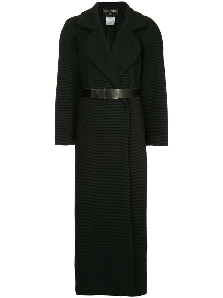 Chanel Vintage Quilted Long Coat - Black