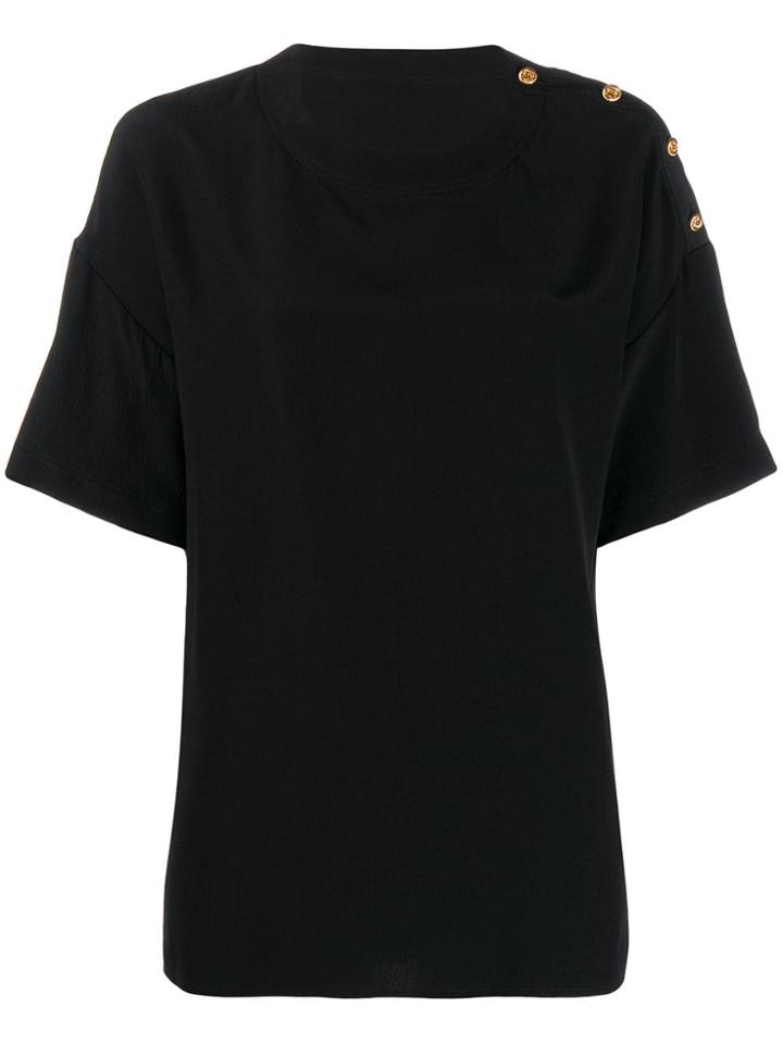 Chanel Pre-owned Decorative Buttoned Shoulder Top - Black